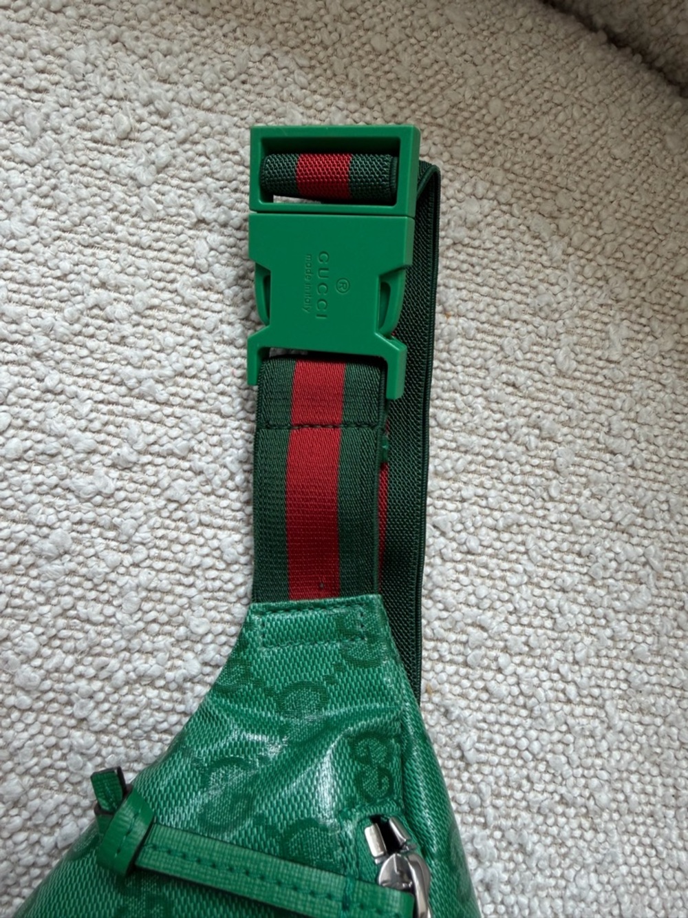 Gucci KIDS Green Monogram Stripe Belt Bag - Picture 2 of 9